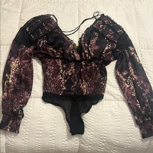 Free People Worth the Wait floral body suit